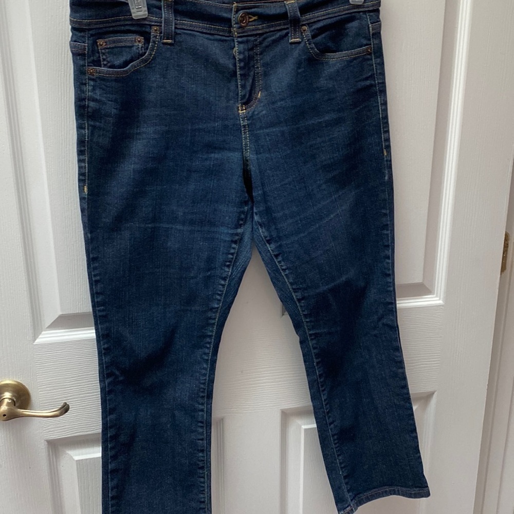 Q womens DKNY casual stretch solid blue denim jeans size 14P